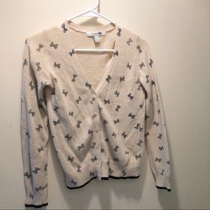 Forever 21 Small cream and navy bow cardigan